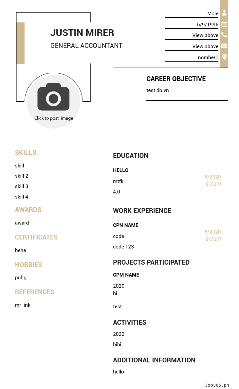 Candidate CV