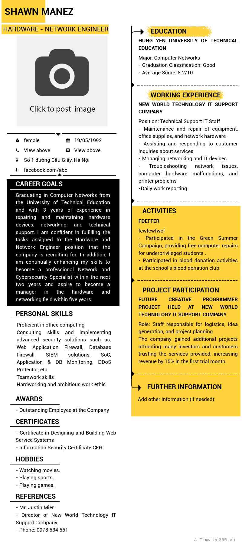 Candidate CV