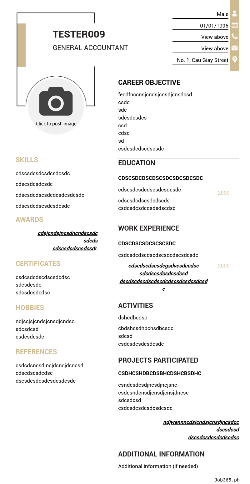 Candidate CV