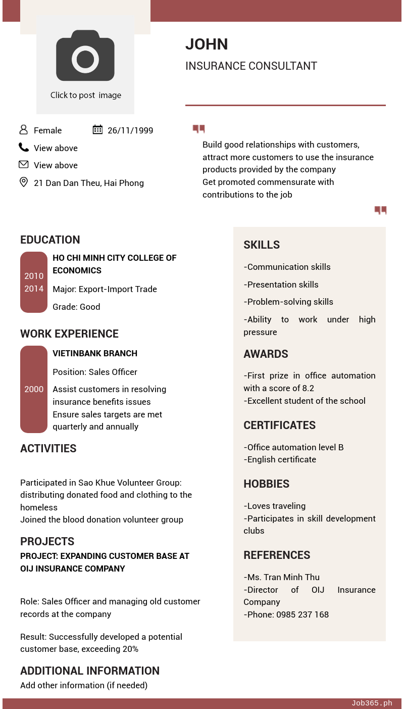 Candidate CV