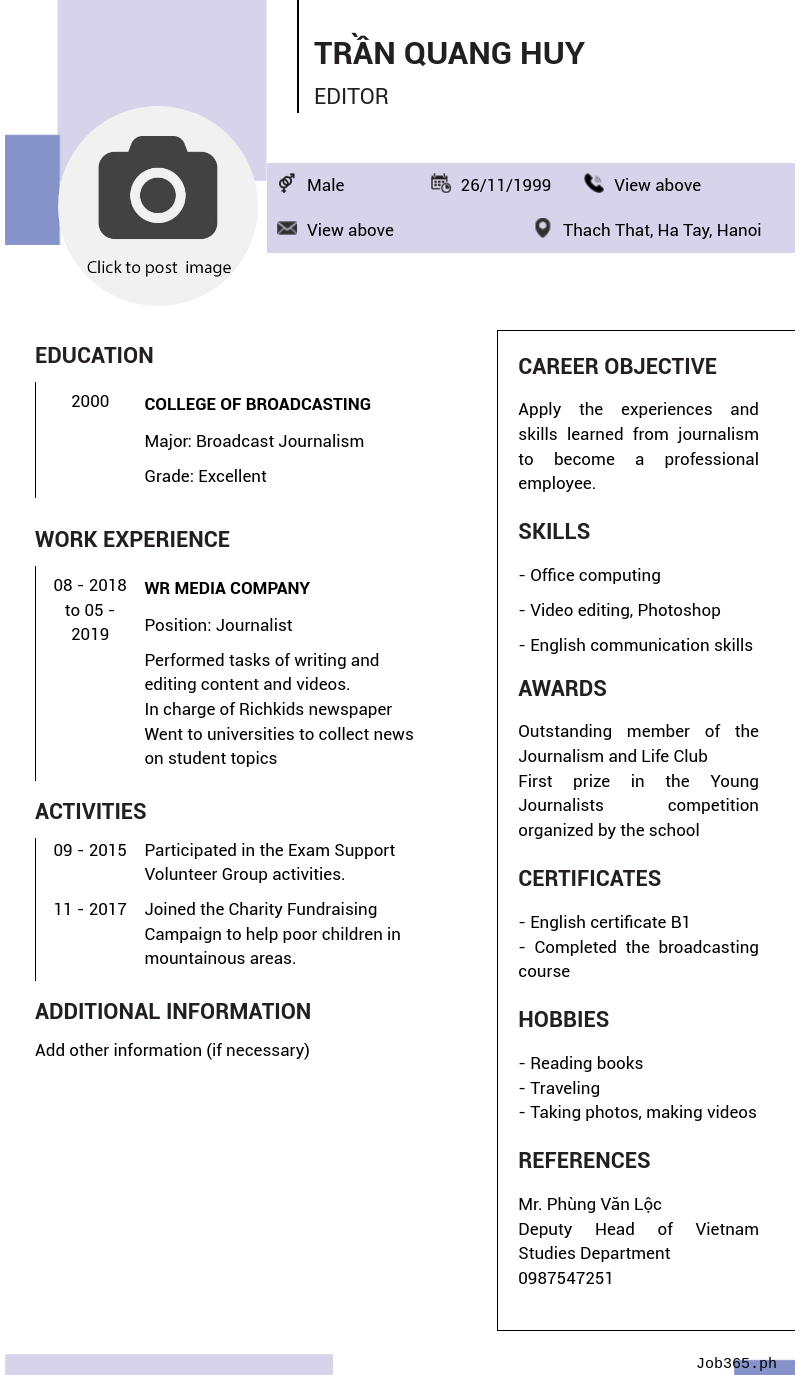 Candidate CV