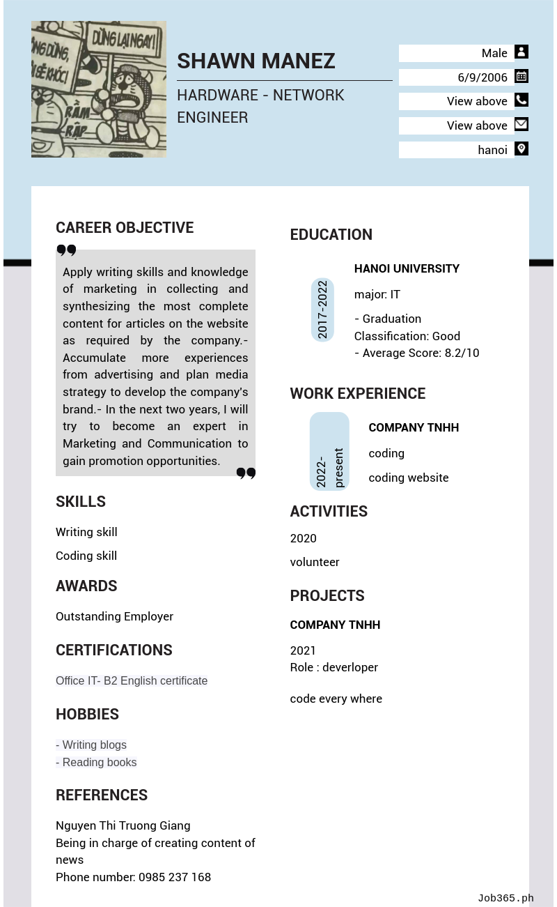 Candidate CV