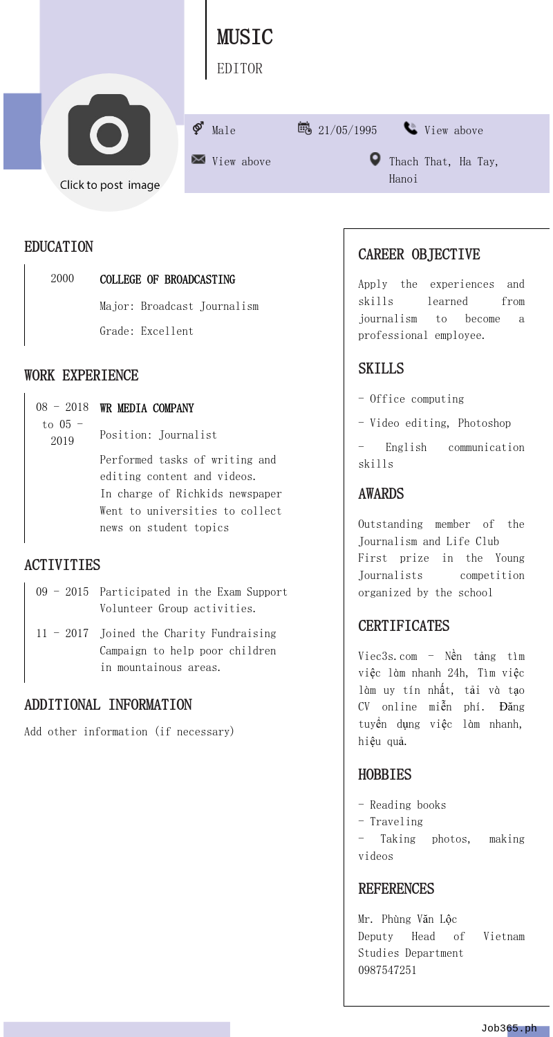 Candidate CV