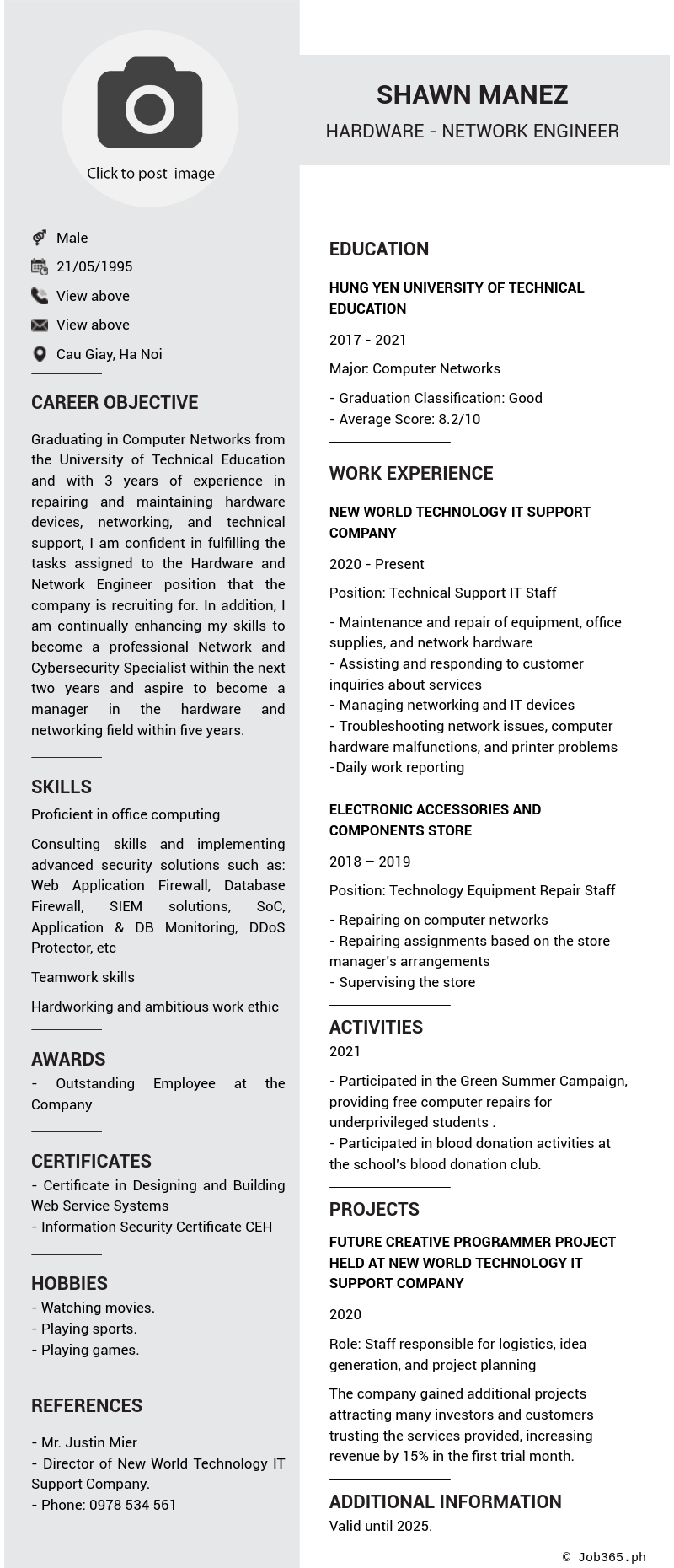 Candidate CV