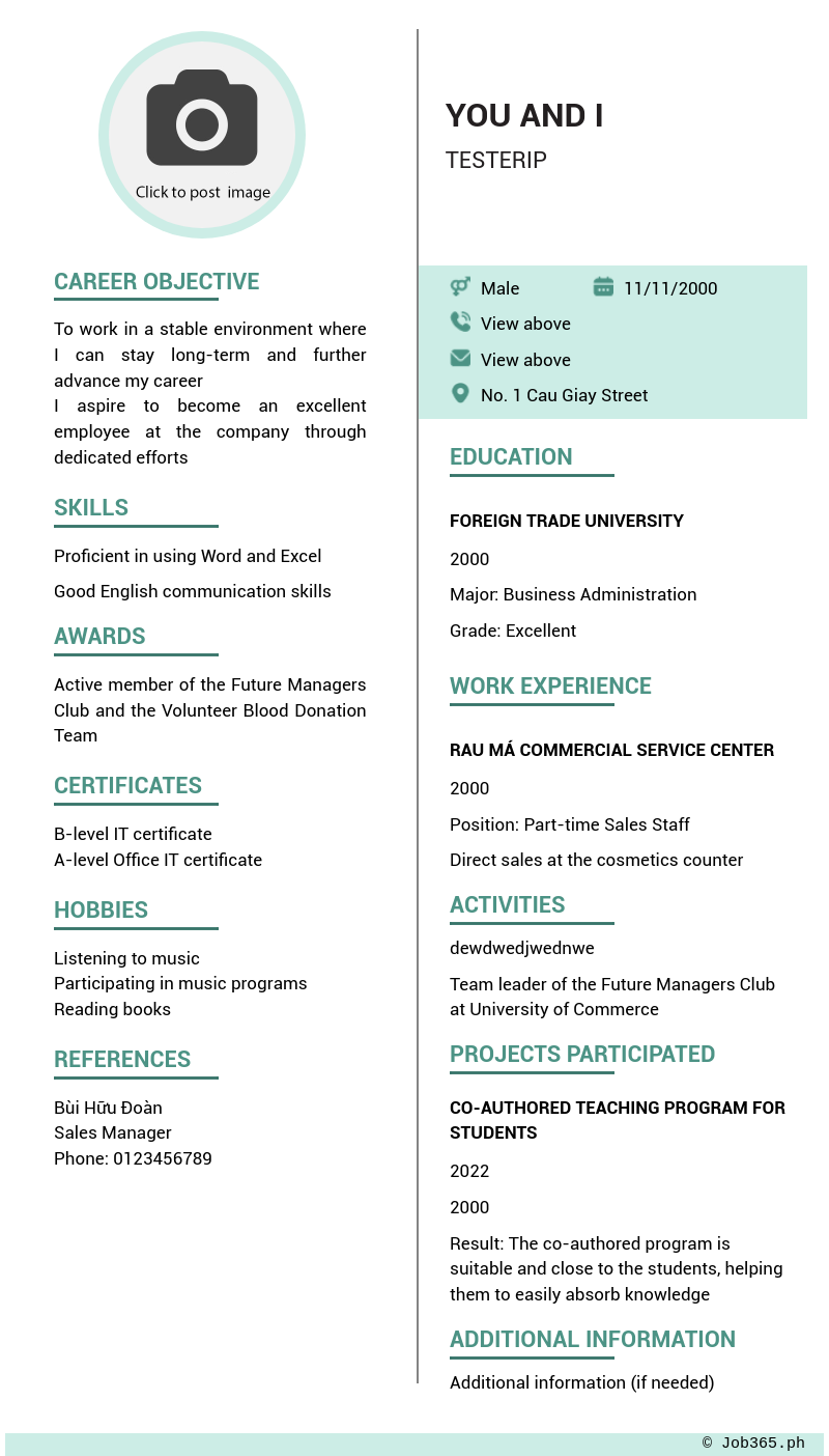 Candidate CV