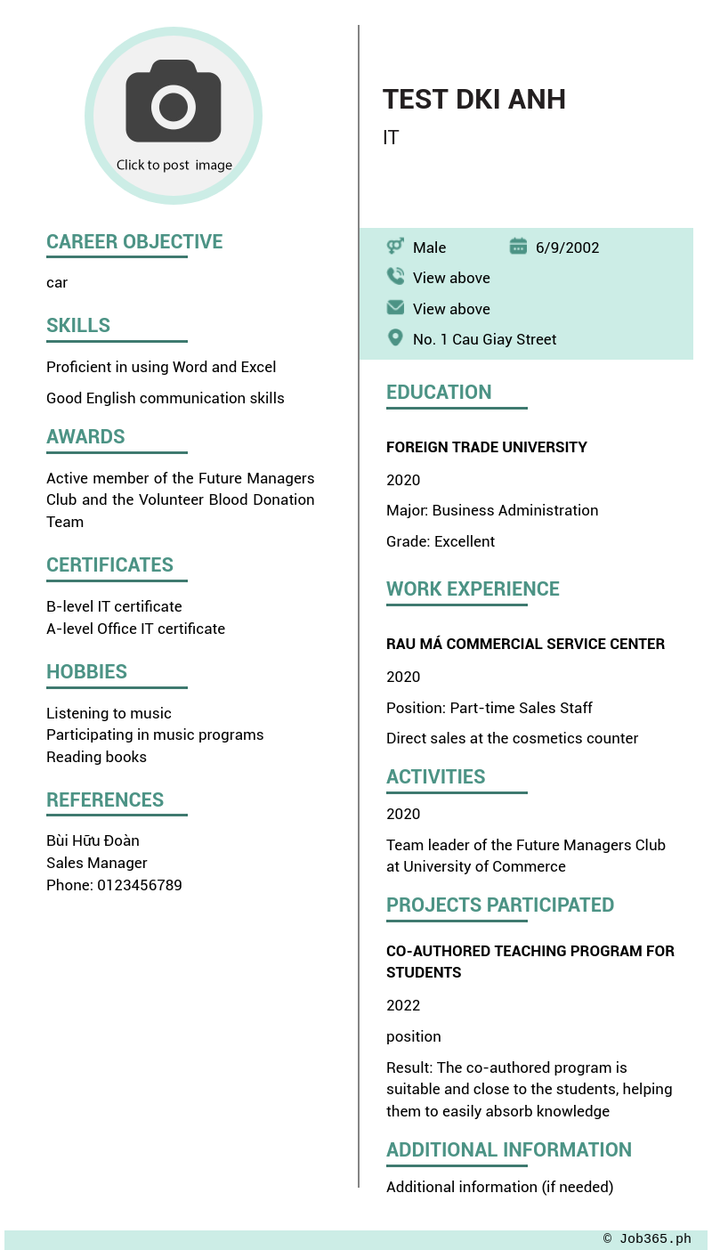 Candidate CV