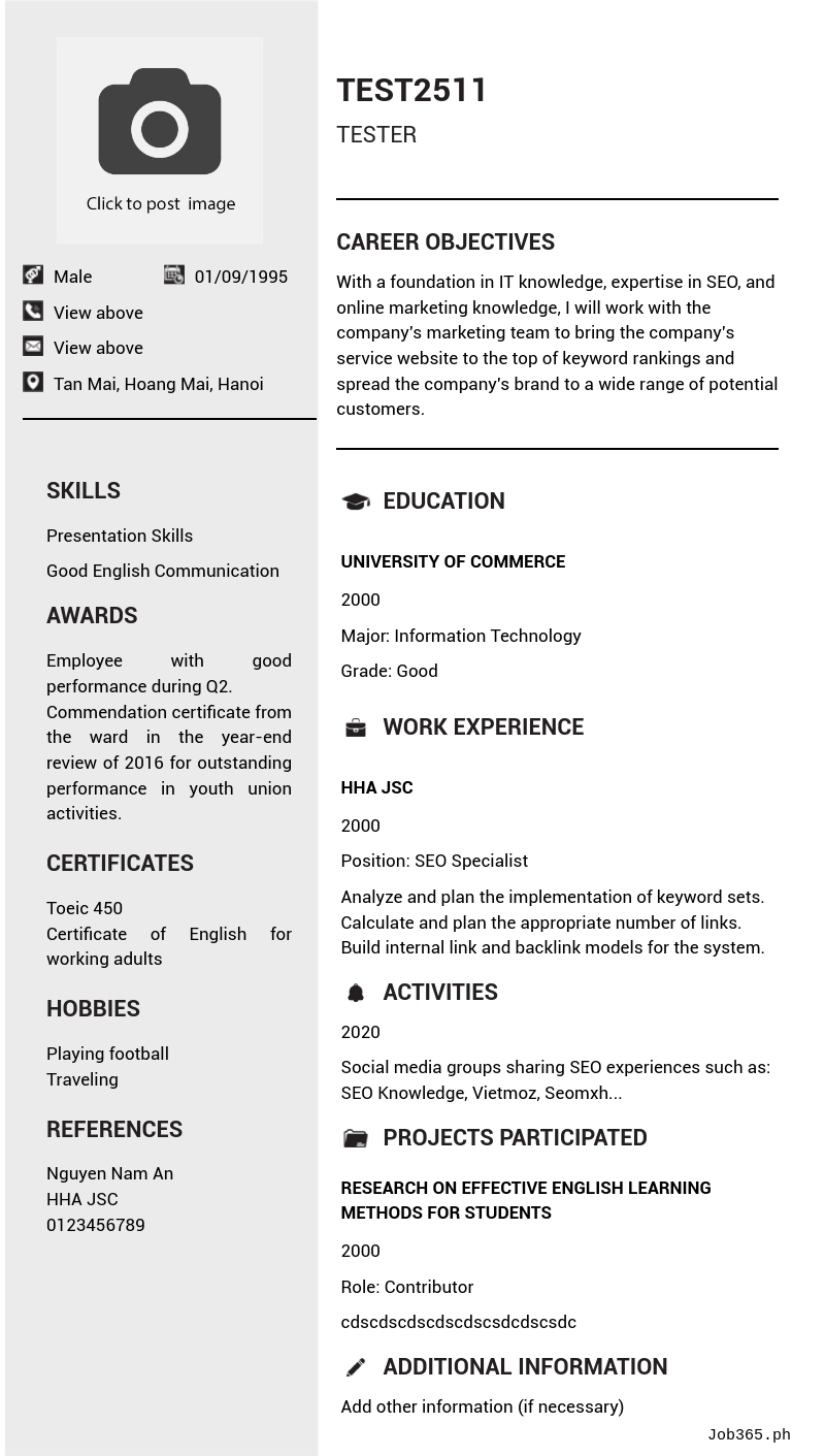 Candidate CV