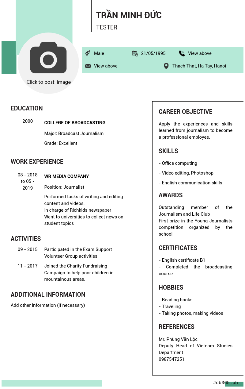 Candidate CV