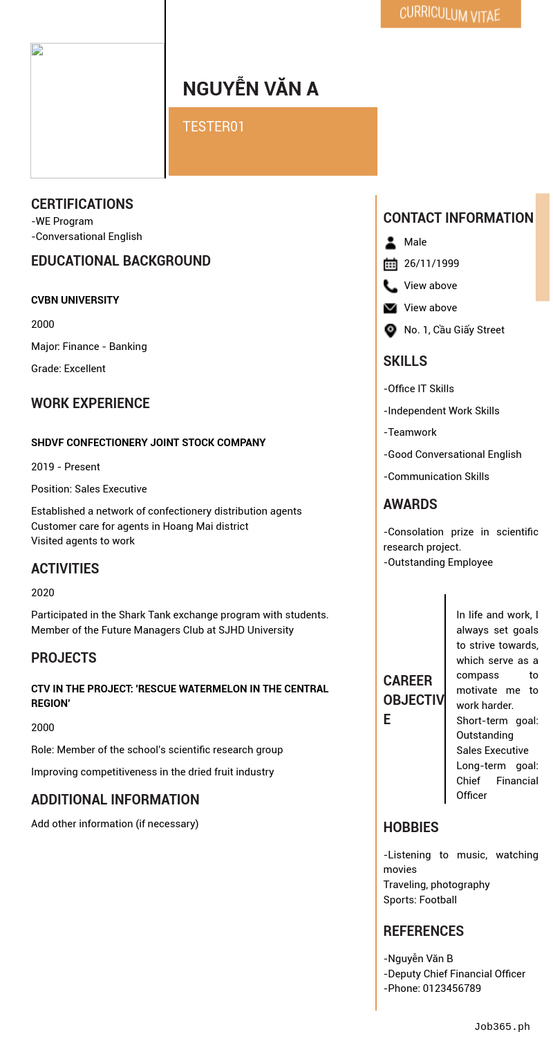 Candidate CV