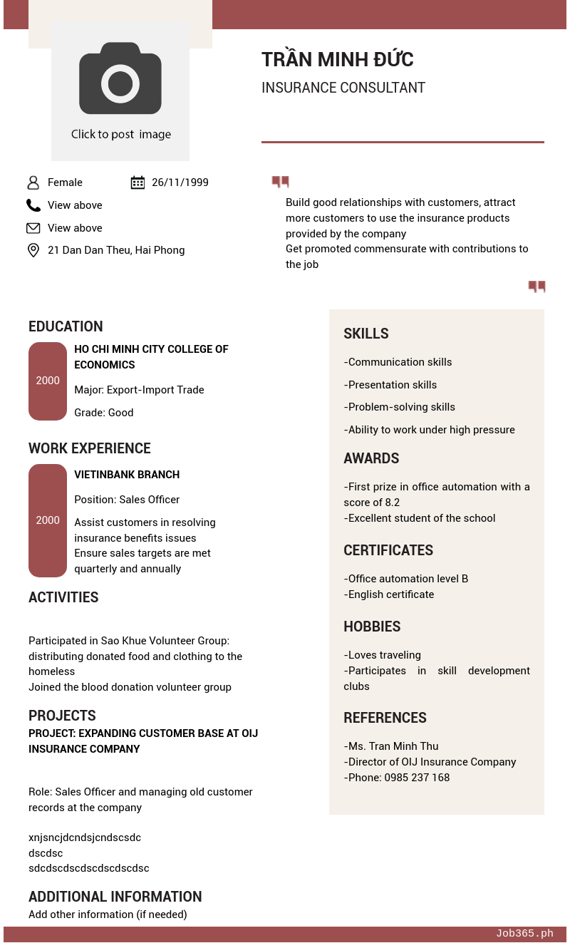 Candidate CV