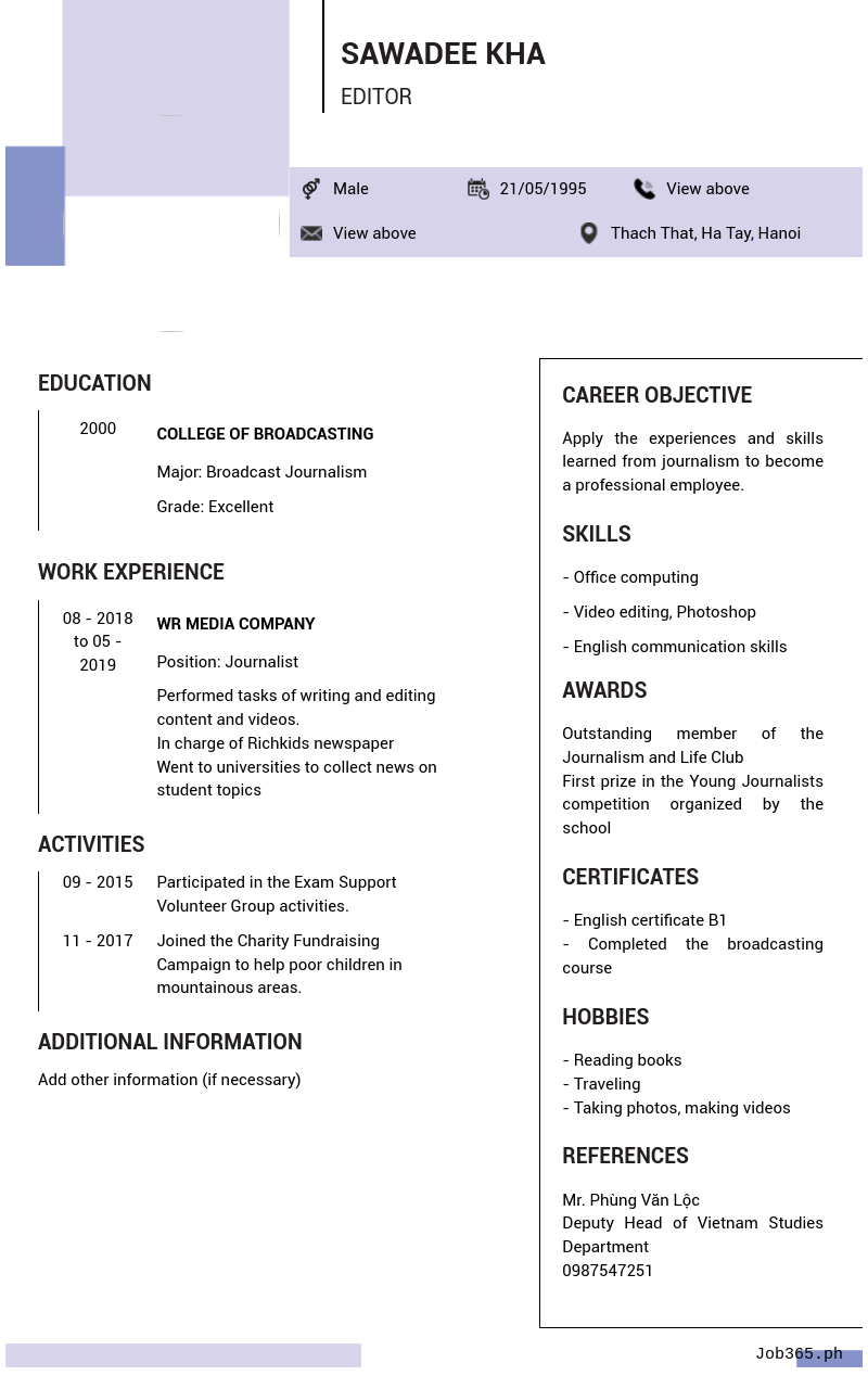 Candidate CV